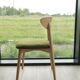 Natural Dining Chair with green upholstery, new modern design vintage style
