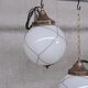 Opaline and brass mid-century caged pendant
