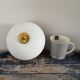 Art deco wall lamp or ceiling lamp in brass and white opaline