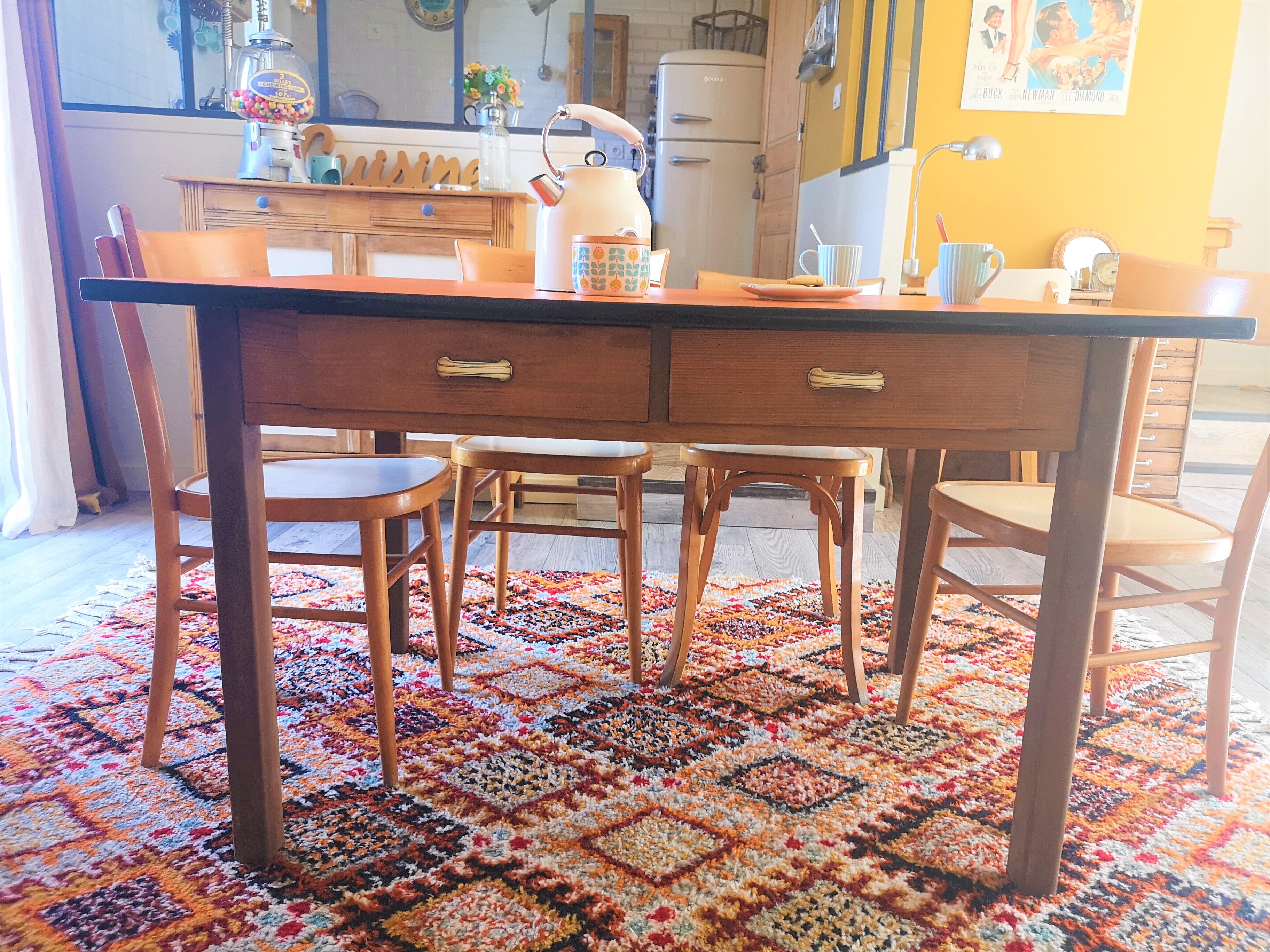 Vintage farm table formica and wood