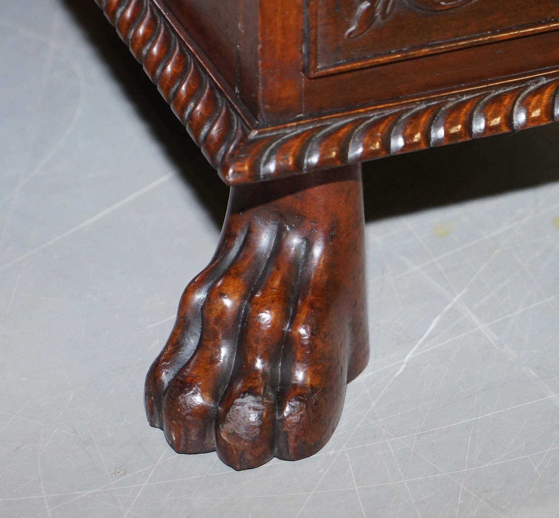 Victorian hand-carved kneehole desk 1850
