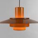 Pendant light "Falcon" two tone orange by Andreas Hansen for Fog & Mørup. Denmark 1960s.