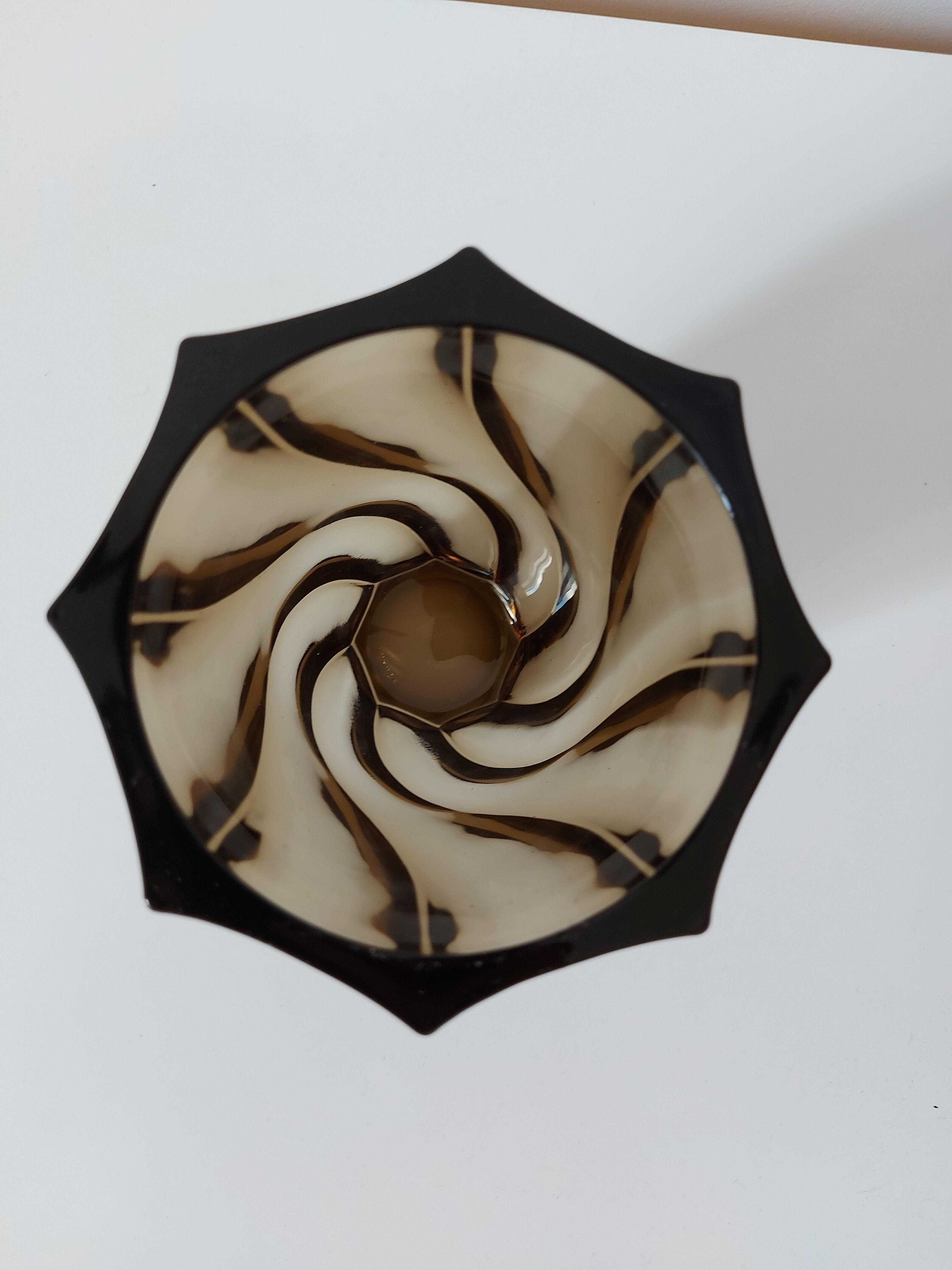 Twisted smoked glass vase