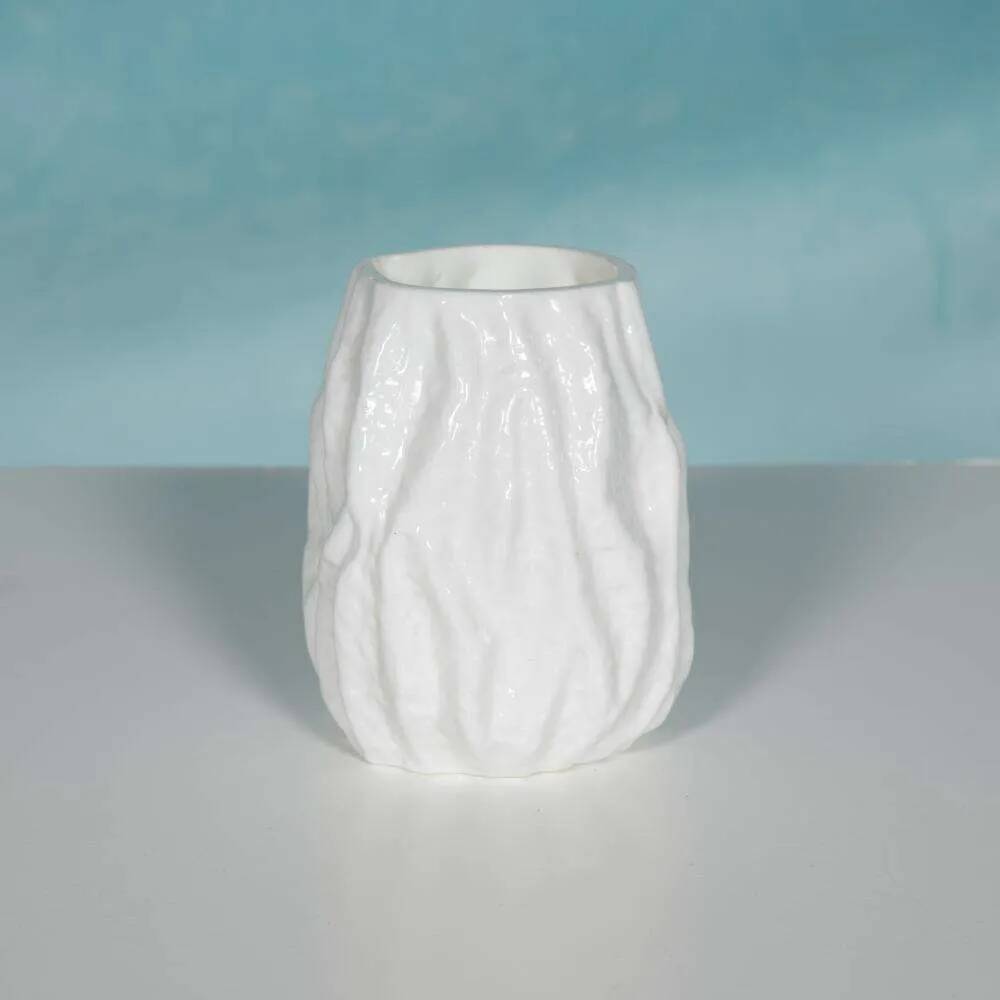 Vase Ingrid Glashütte, white milk pressed glass