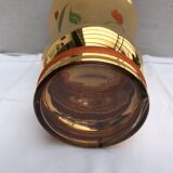Vase verrerie d’art beaulieu verre peint doré avec décor fleurs vintage