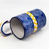 Robert Picault – Enamelled earthenware utensil holder in blue and yellow – Vallauris