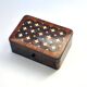 Antique box with marquetry wood, clover decoration, 7 x 11 cm.