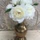 Golden brass vase chiseled vintage floral pattern