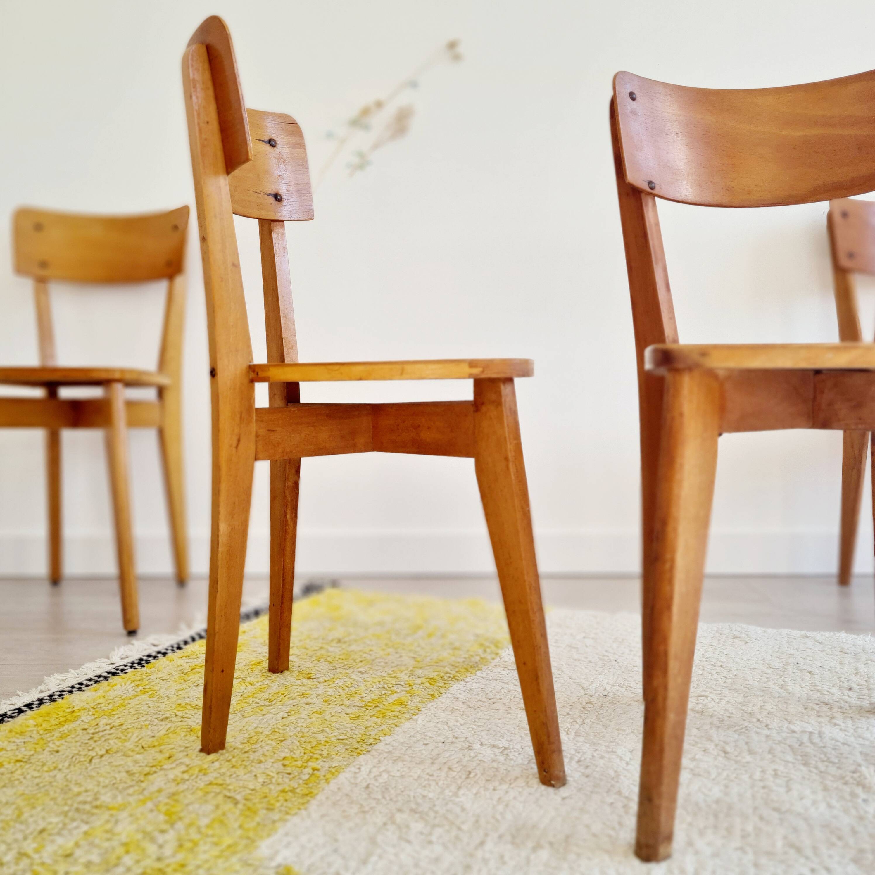 Série de chaises bistrot bois miel