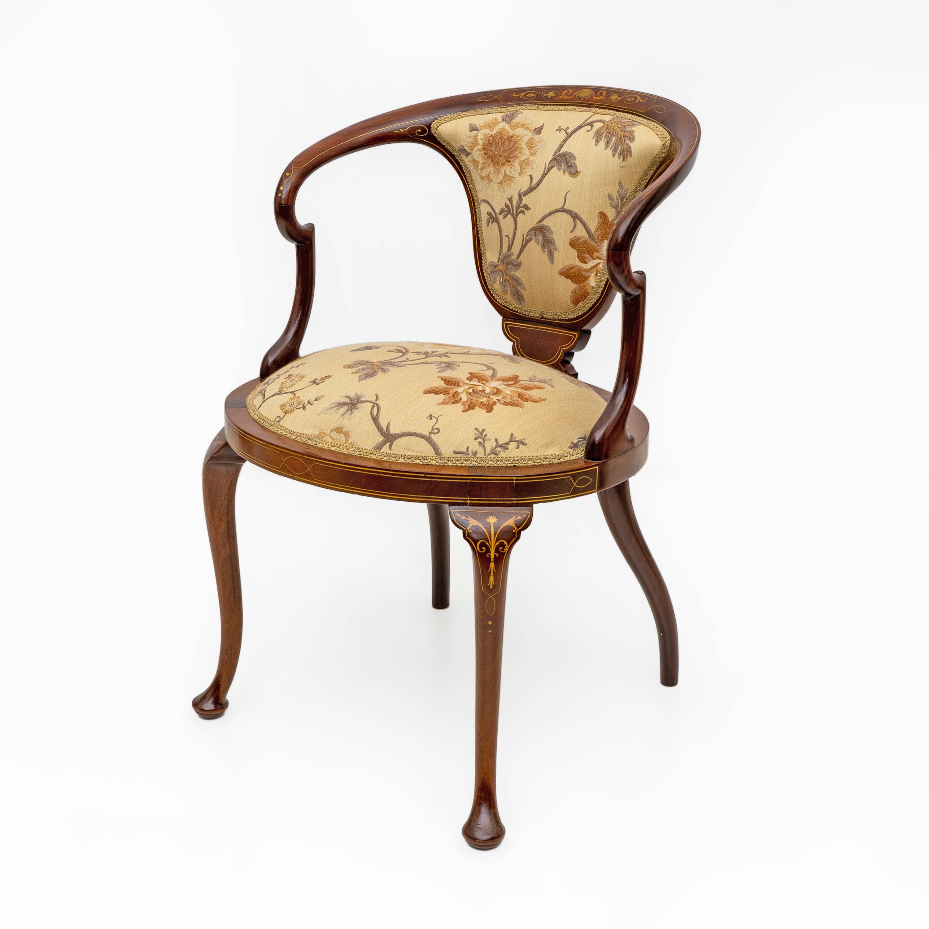 Beautiful Edwardian Inlaid Tub Back Chair