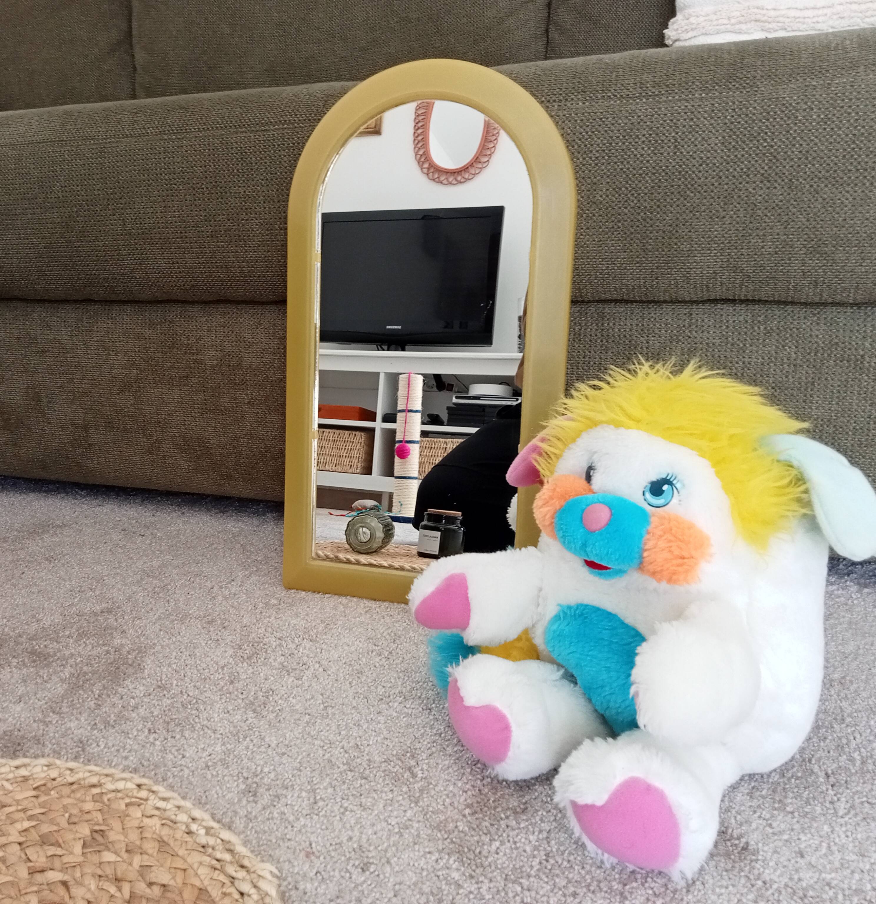 Vintage 80s arch mirror in rigid plastic 44*24cm