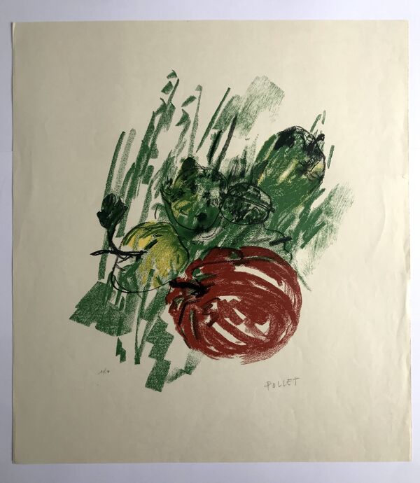 Joseph pollet, still life, c 1970. lithographie originale signée au crayon