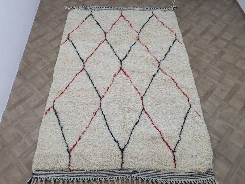 Tapis en laine fait main berbère taille 100 x 200 cm