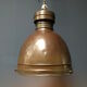 Old copper industrial church pendant light, Dutch 1930