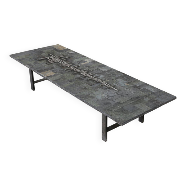Table basse brutaliste en pierre brésilienne par Pia Manu, 1960