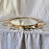Vintage "witch" mirror - round convex mirror in gold metal