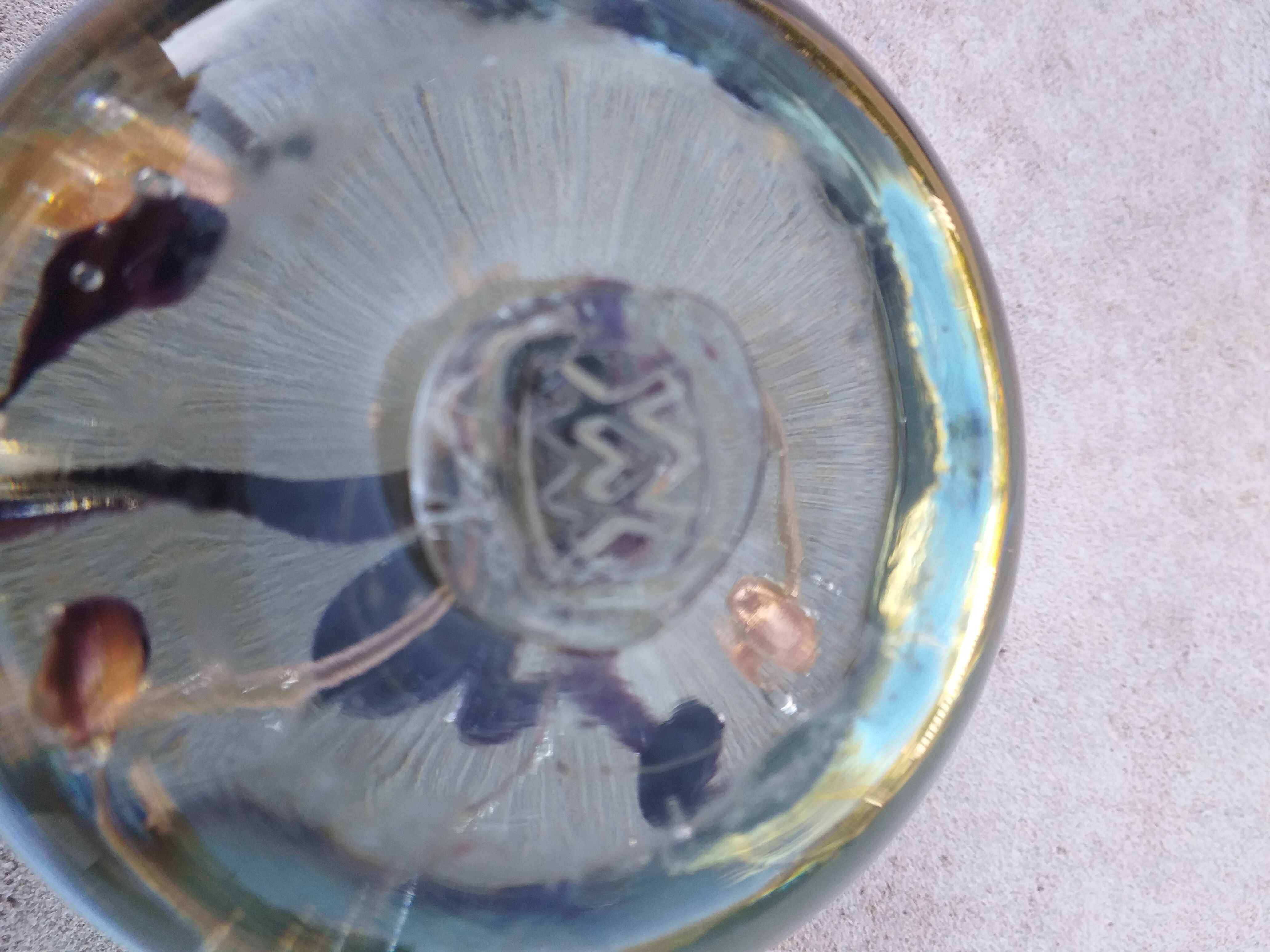 Inclusion glass paste paperweight Maure-Vieil -Bob Le Bleis - 1970's