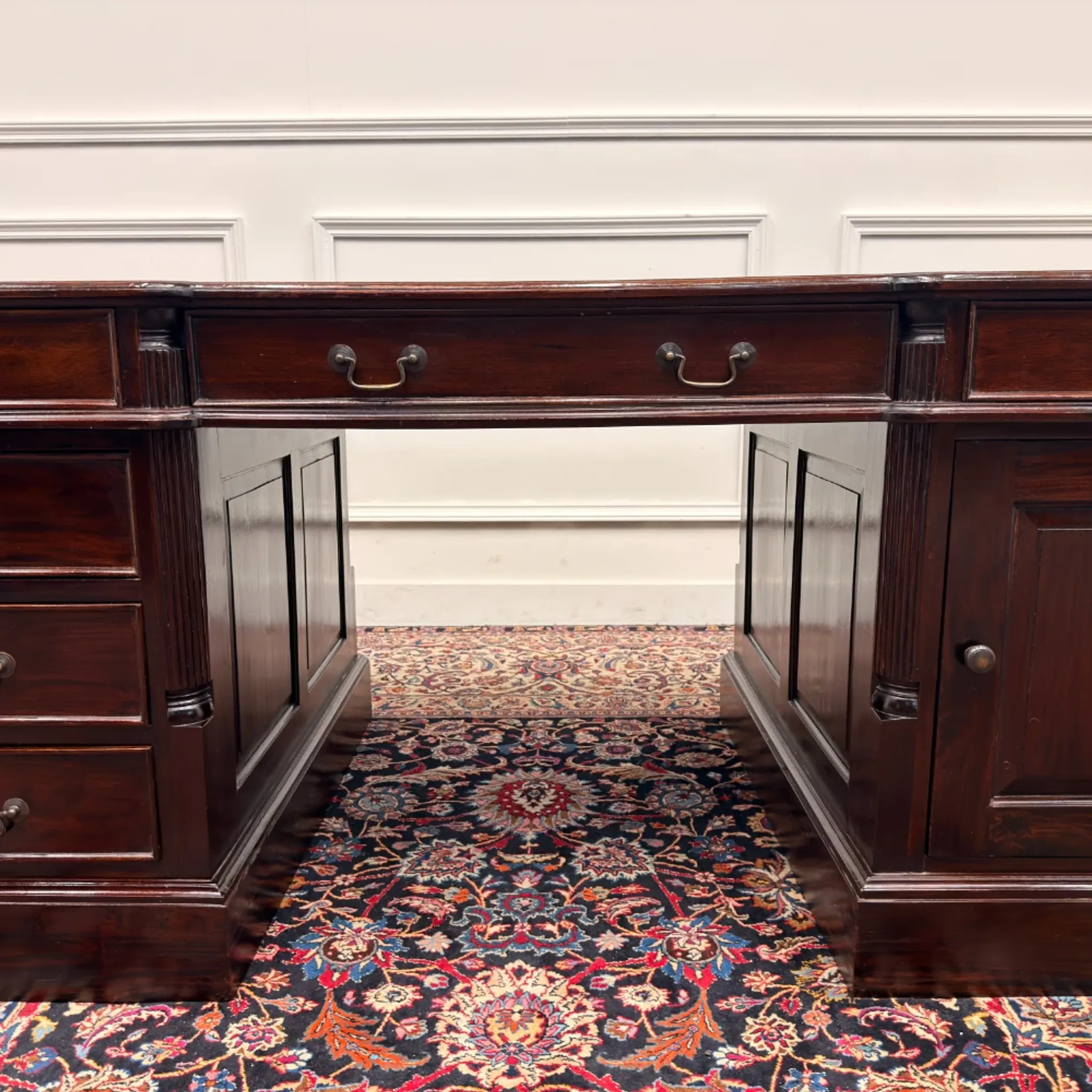 Classic English Partnerdesk Desk in Red Leather