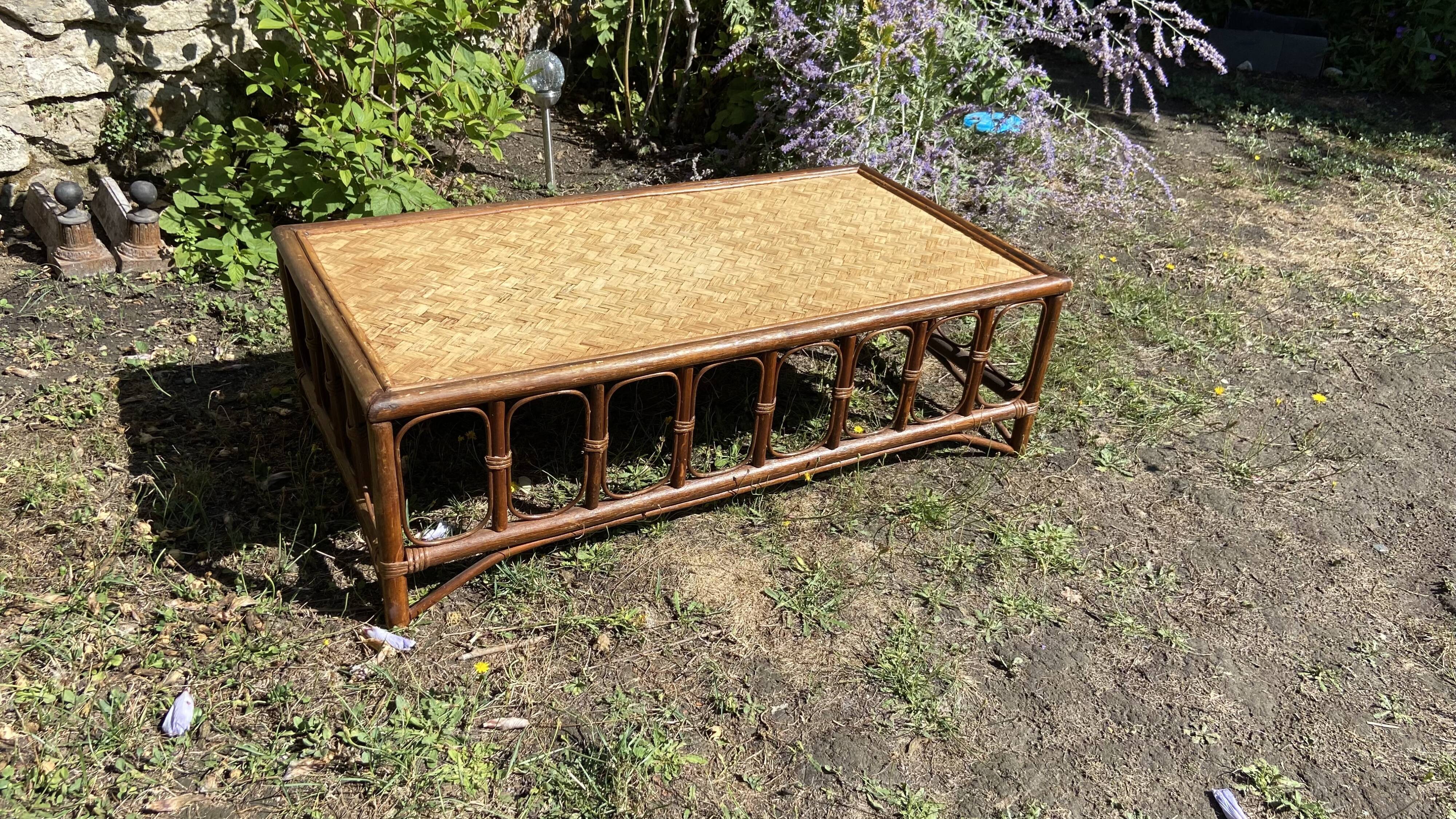 Vintage rattan coffee table