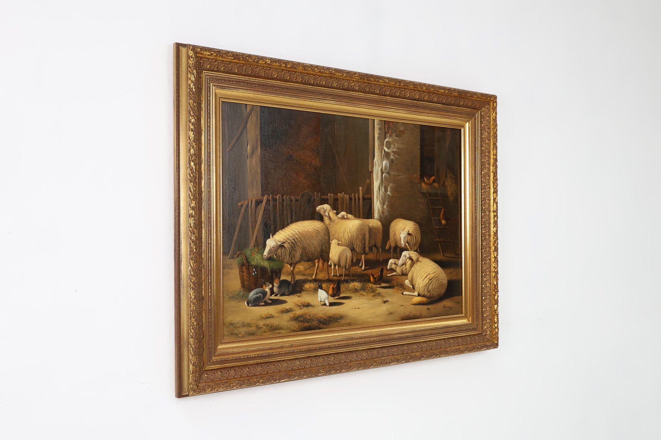 Belgian Artist, Baroque Scene, 1991, Oil on Canvas, Frame