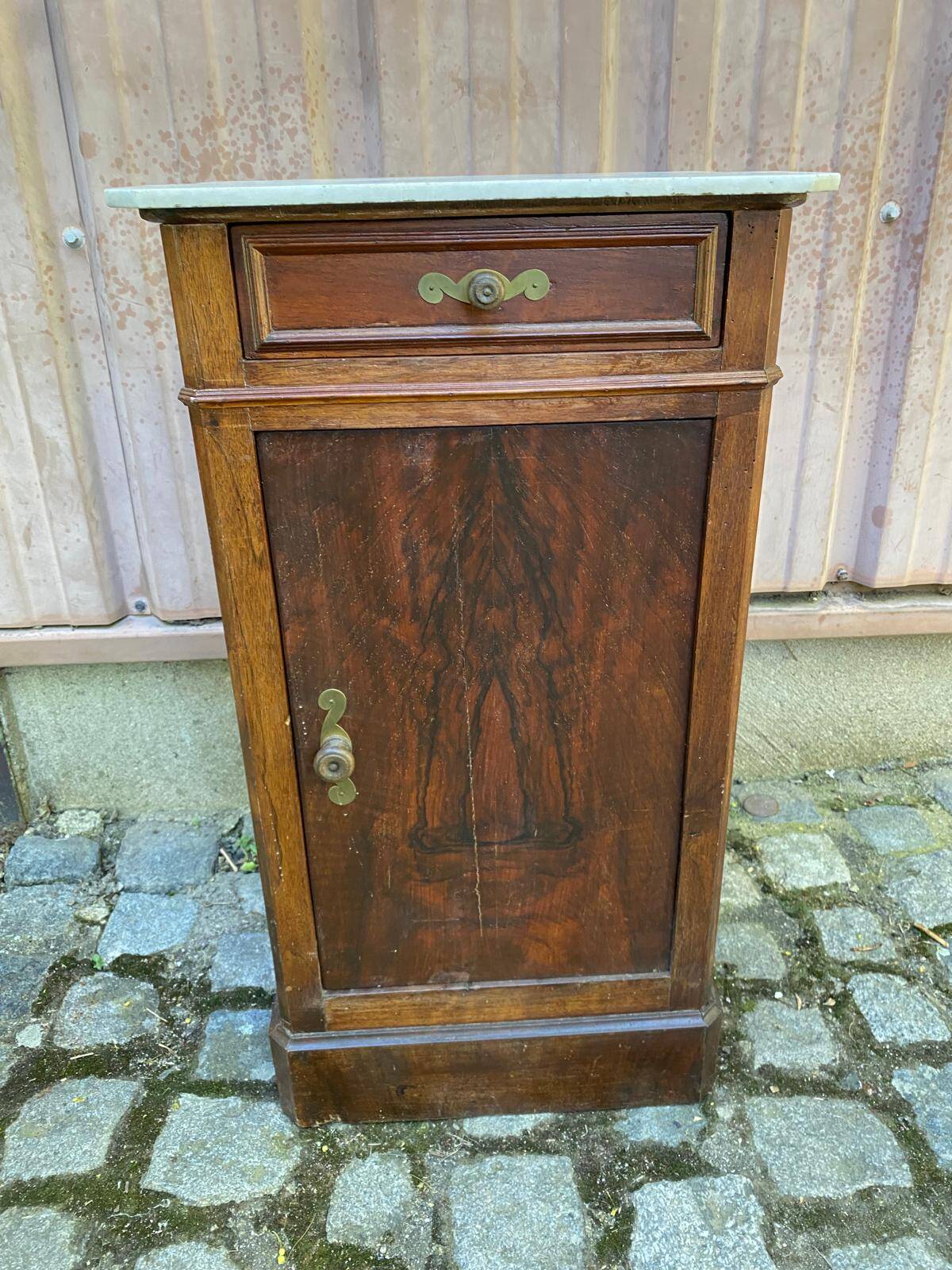Table de chevet Louis Philippe acajou et marbre blanc du 19ème