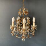 Two-tone crystal cage chandelier from the 1900s