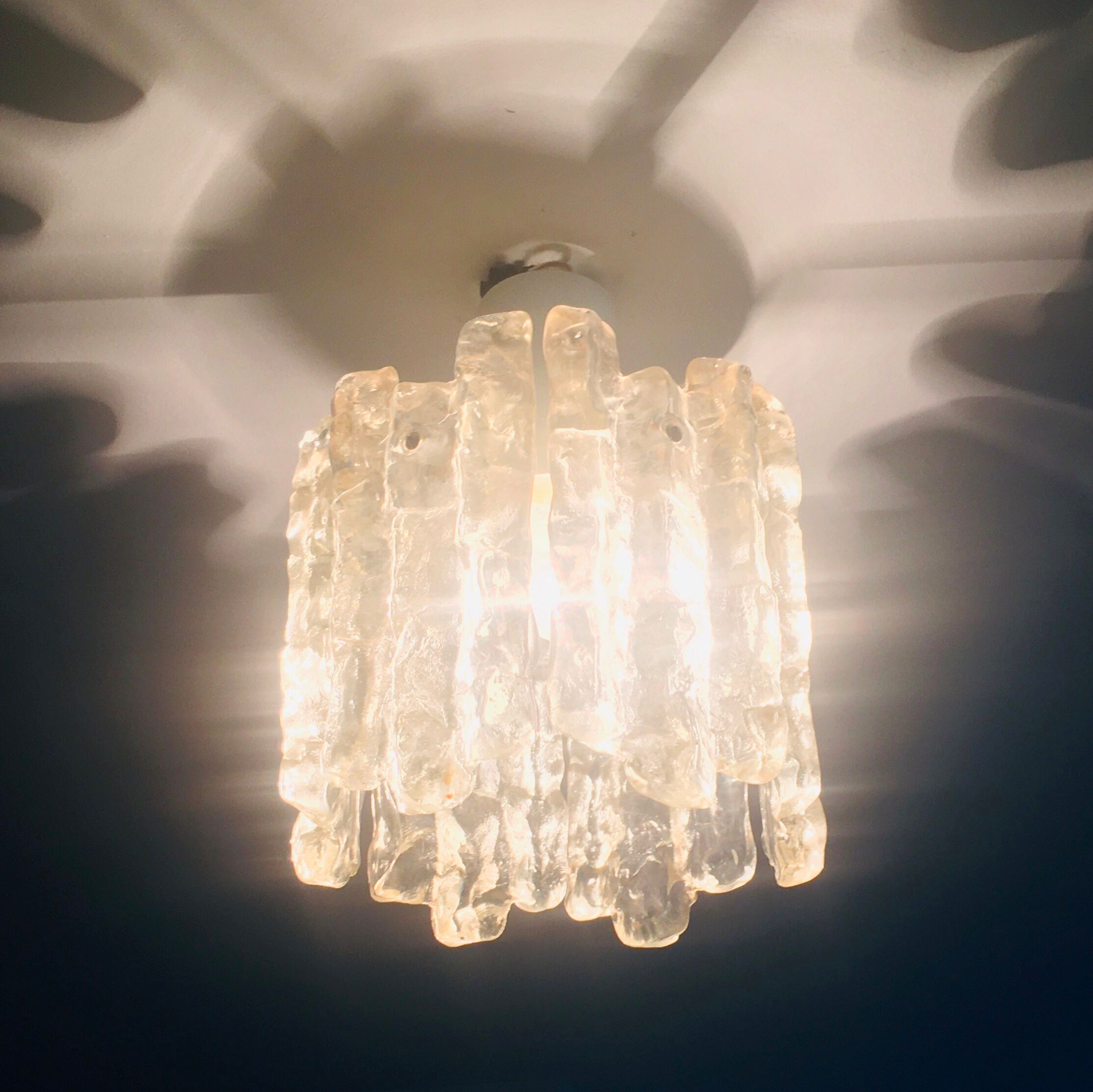 Mid-Century Murano Ice Glass Ceiling Lamp by J.T. Kalmar, Austria, 1960s