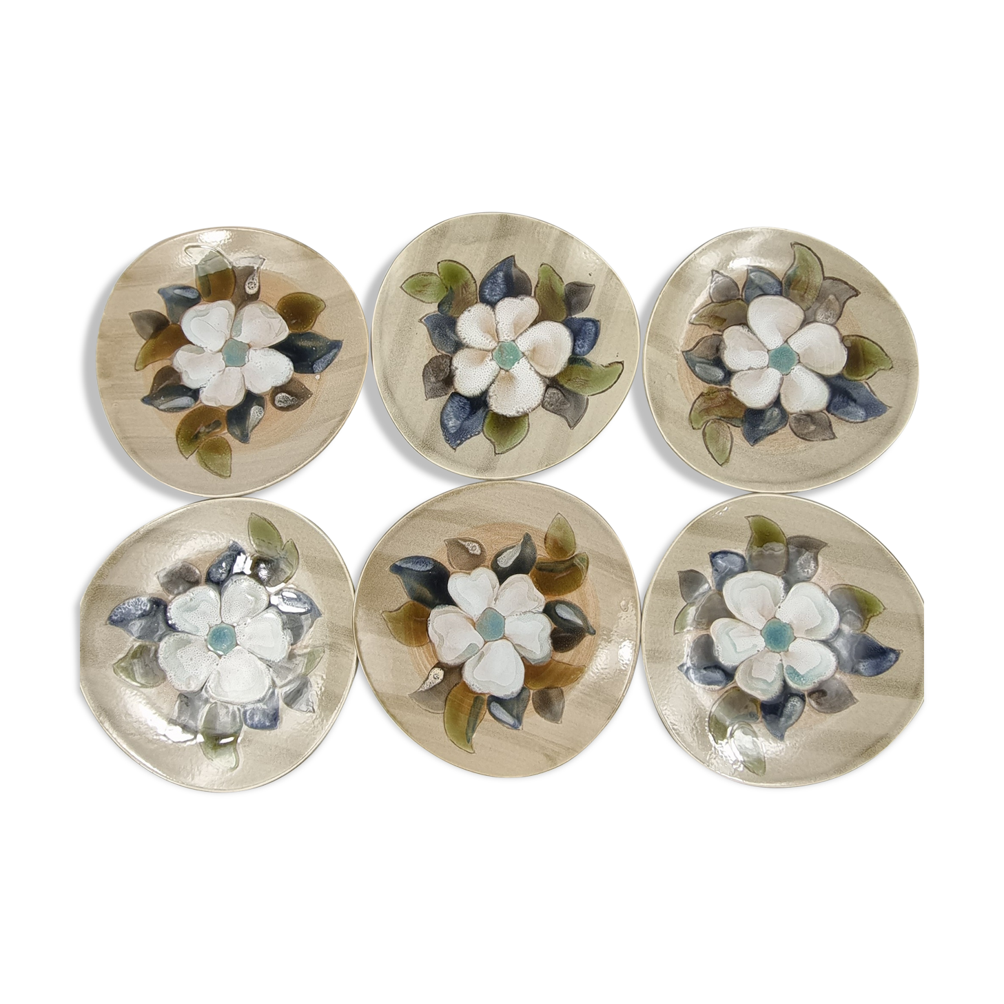 6 vintage flat plates 60 signed mbfa pornic decorations cynthia