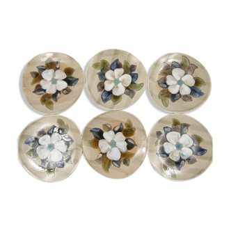 6 vintage flat plates 60 signed mbfa pornic decorations cynthia