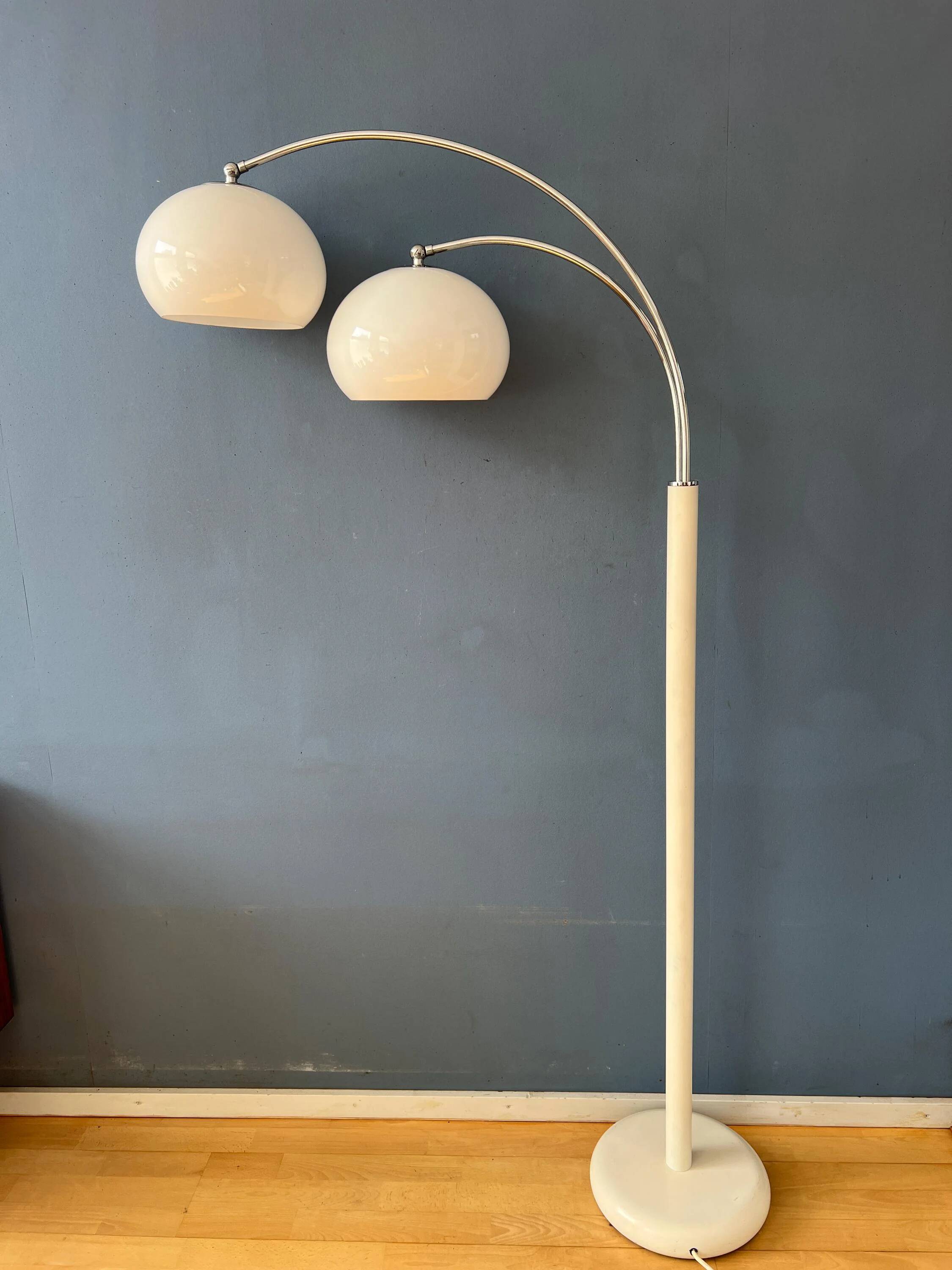 Space Age Dijkstra double arc white mushroom floor lamp