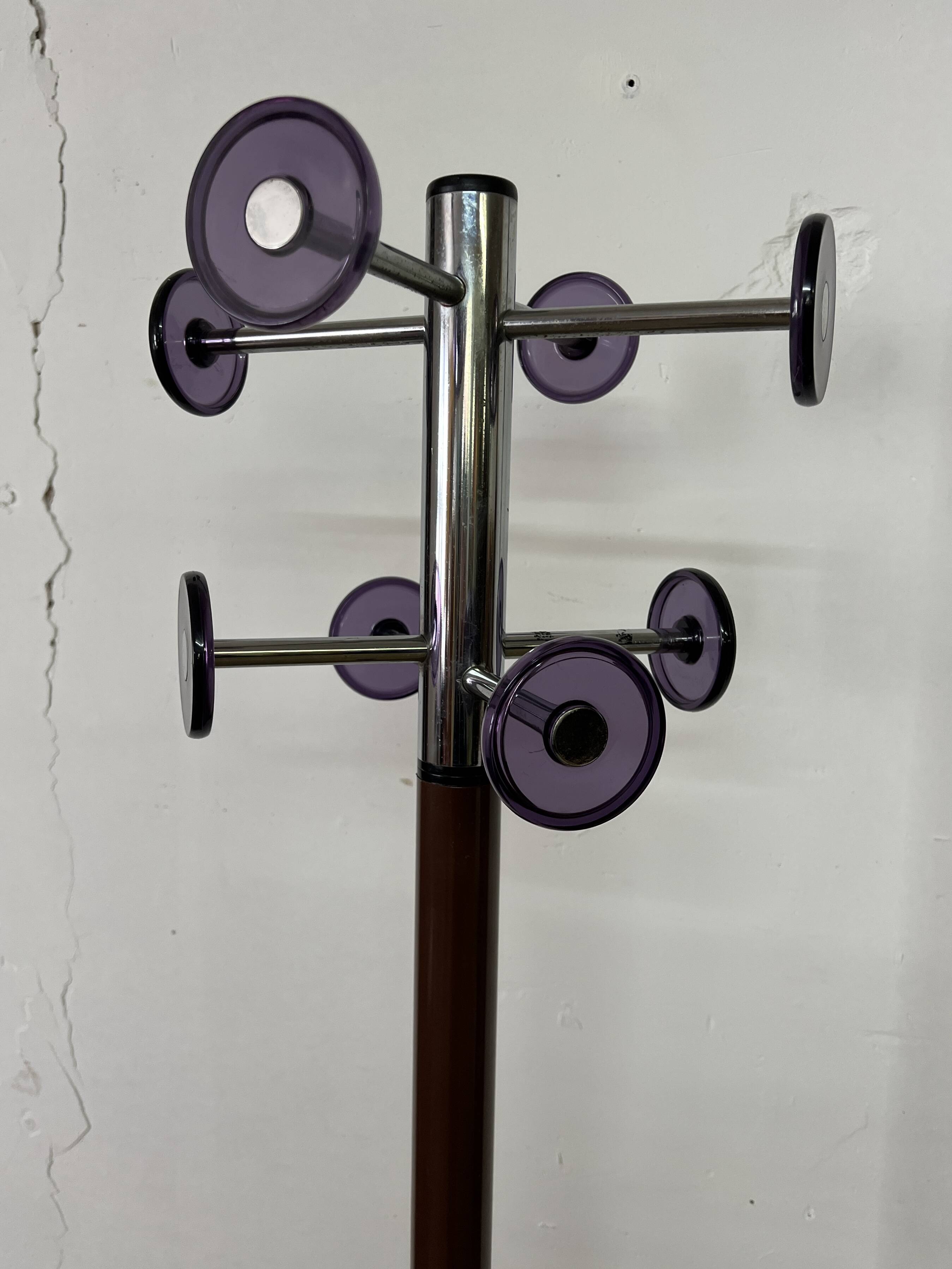 Industrial coat rack in chrome metal