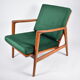 Scandinavian armchair "Stefan", restored, 60s, green bottle velvet
