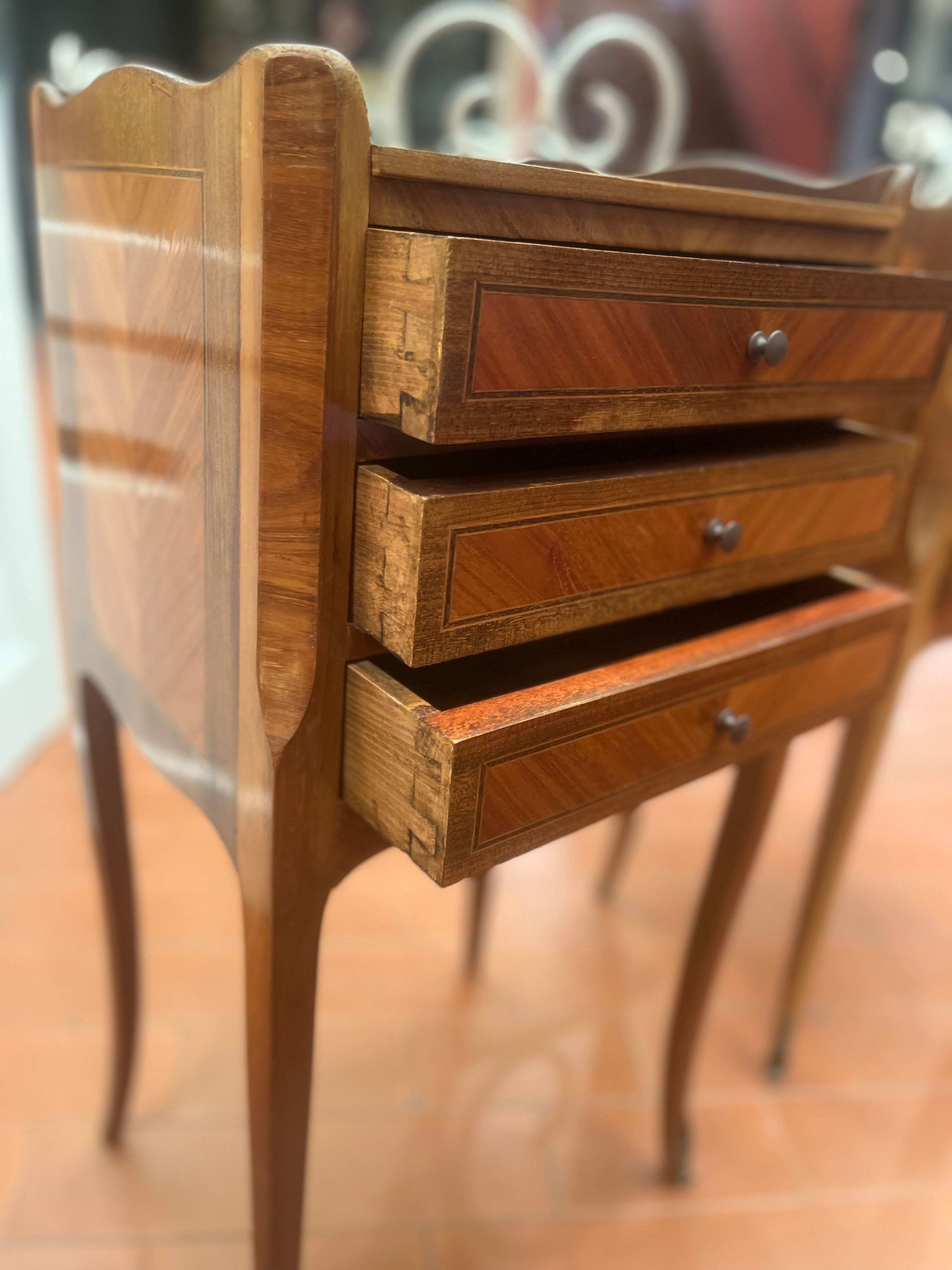 Pair of bedside in marquetry style louis XV