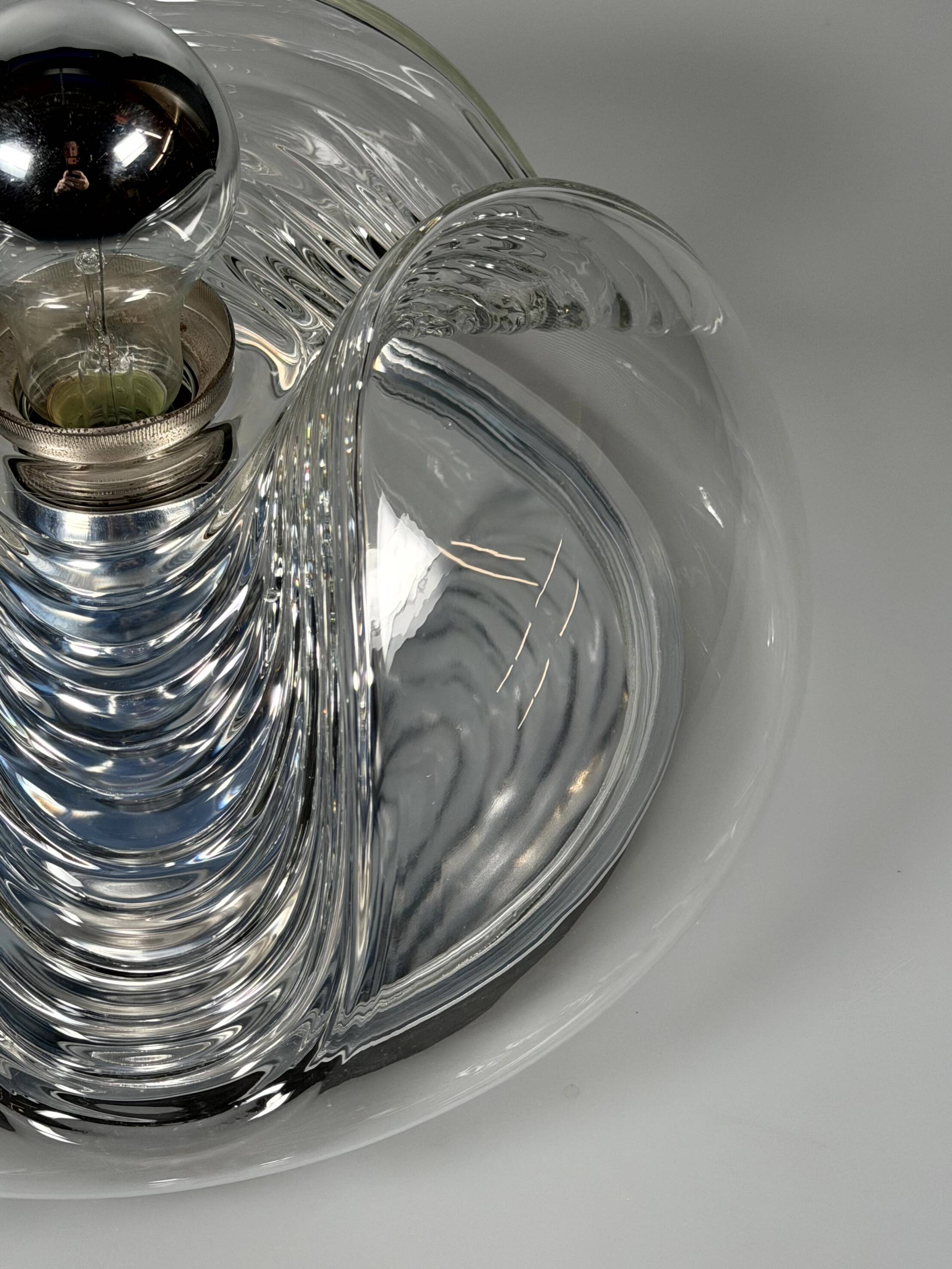 1960s 1970s Wall or Ceiling Lamp "Wave" by Koch & Lowy for Peill & Putzler