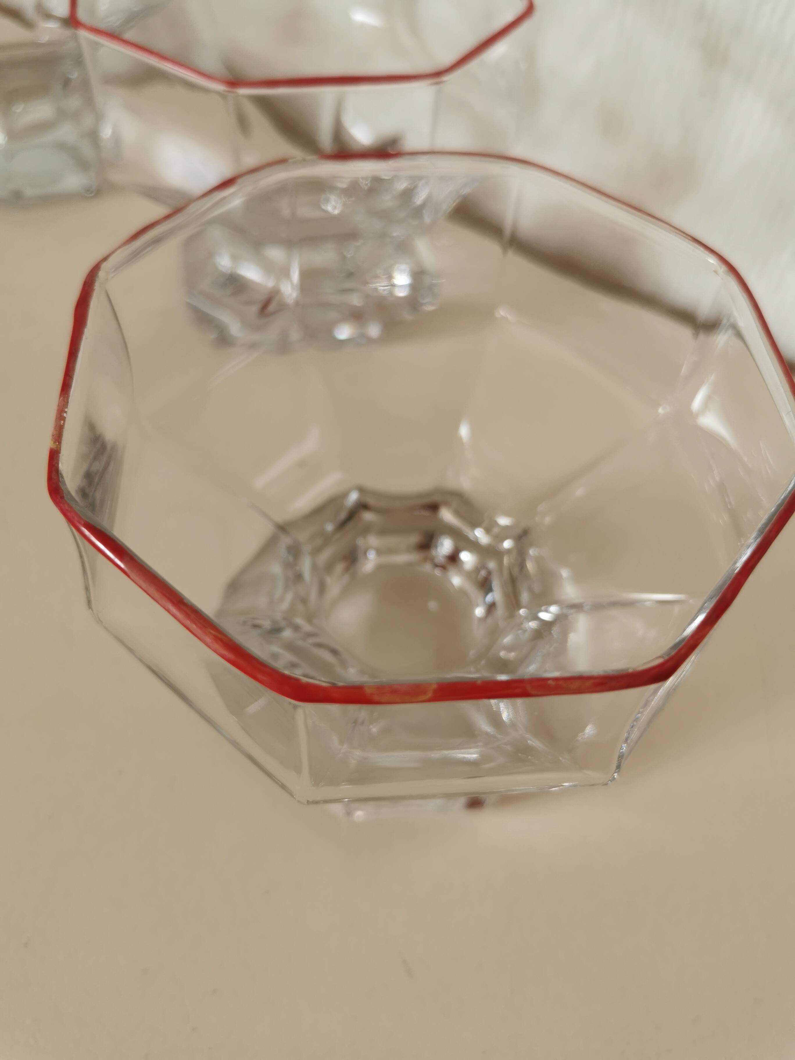 set of 4 ice cream cups, transparent glass dessert, octagon shape