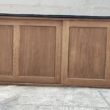 Old rear oak counter unit with two sliding doors