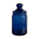 Bonbonnière, bocal hermétique en verre bleu cobalt – France