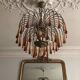 Vintage 1970s brass and Murano glass chandelier