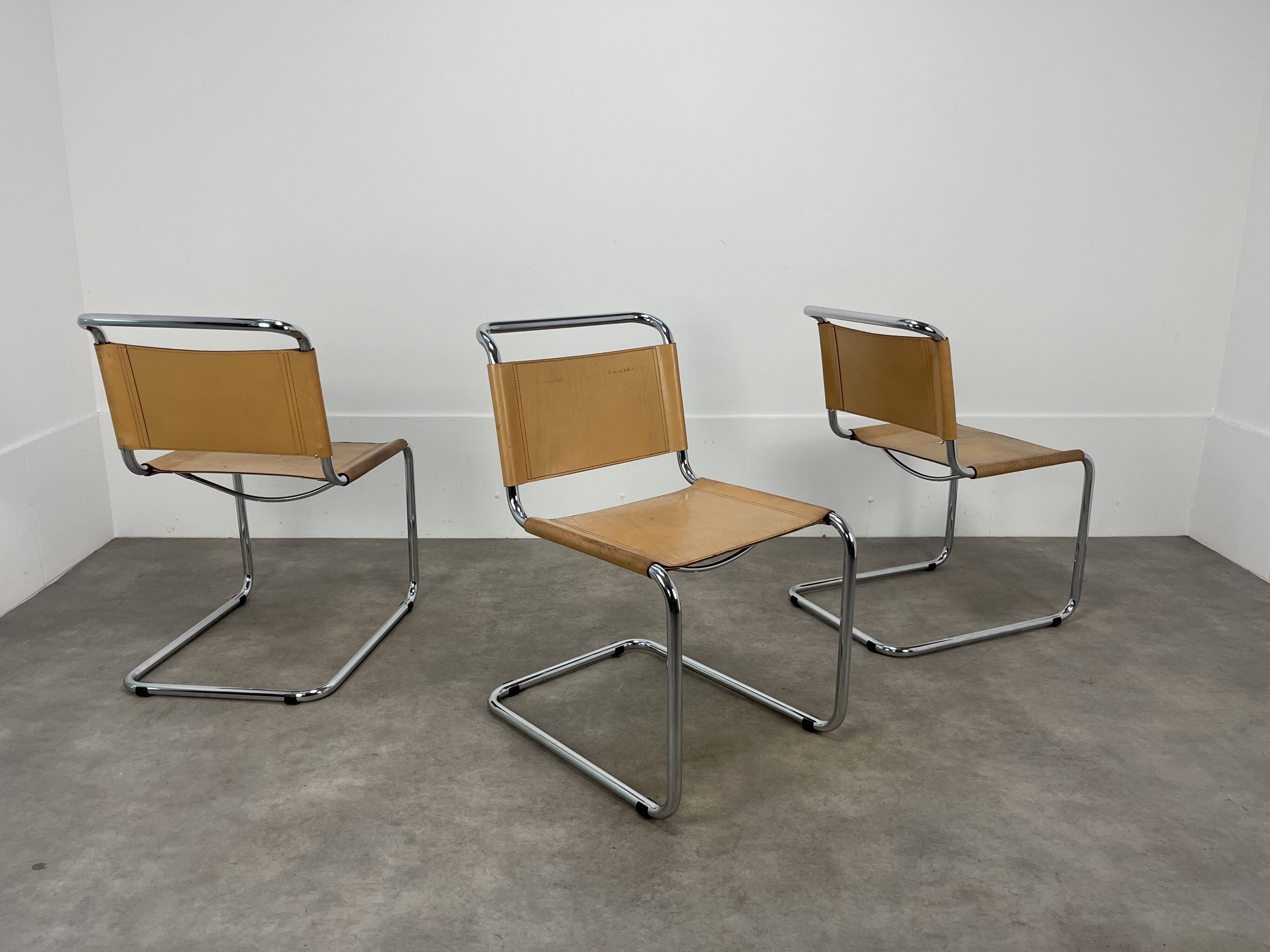 3 B33 Marcel Breuer chairs, 1980, leather