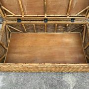 Very large vintage wicker and rattan trunk, antique chest.