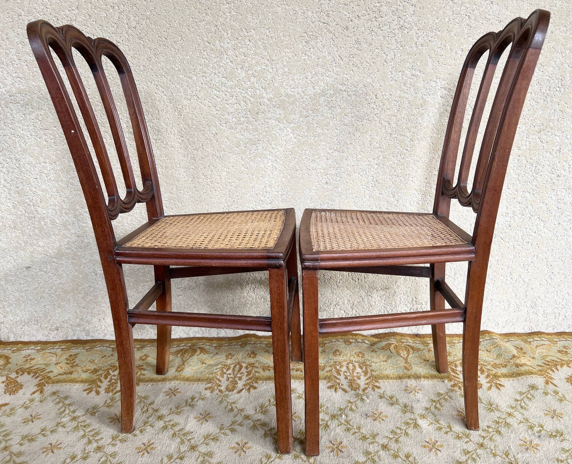 Pair of late 19th century mahogany bistro chairs