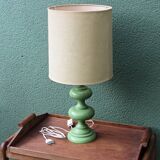 Vintage 70s lamp, turned wooden base