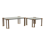 Table basse avec table d’appoint en verre 1970