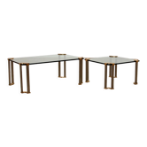 Table basse avec table d’appoint en verre 1970