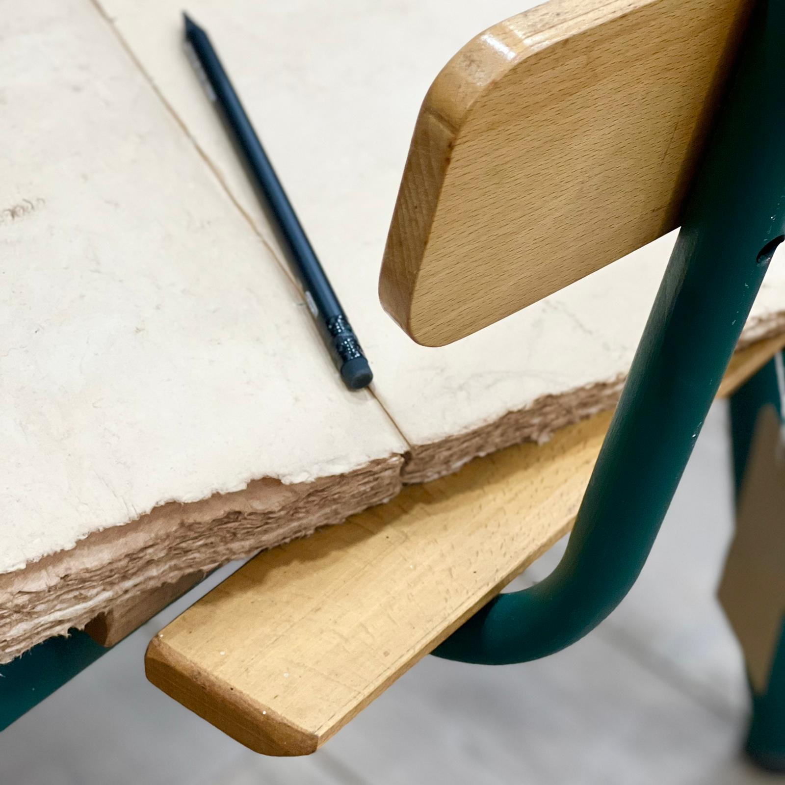 Old-fashioned double school desk