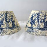 Set of 2 lampshades, toile jouy deco Marine