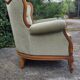 Fauteuil ancien Louis XV  en velours vert d eau