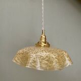 Vintage lampshade pendant light in pale yellow Clichy glass
