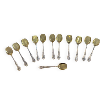 Mappin and Webb box of 12 silver-plated ice spoons