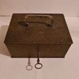 Old reinforced metal box with lock